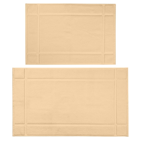 Ample Decor Cotton Bath Mats 24 x 17 inch and 34 x 20 inches Pack of 2 1350 GSM - Beige