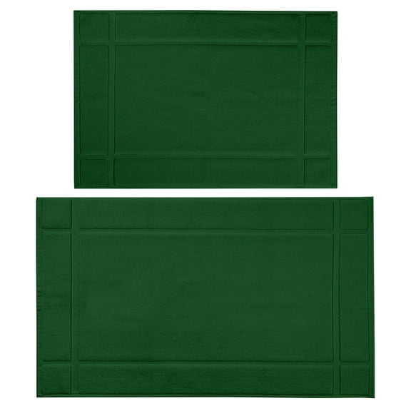 Ample Decor Cotton Bath Mats 24 x 17 inch and 34 x 20 inches Pack of 2 1350 GSM - Green