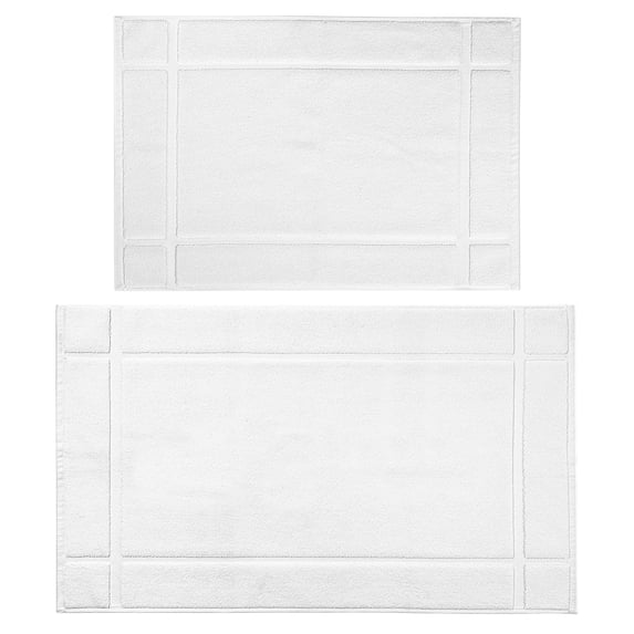 Ample Decor Cotton Bath Mats 24 x 17 inch and 34 x 20 inches Pack of 2 1350 GSM - White