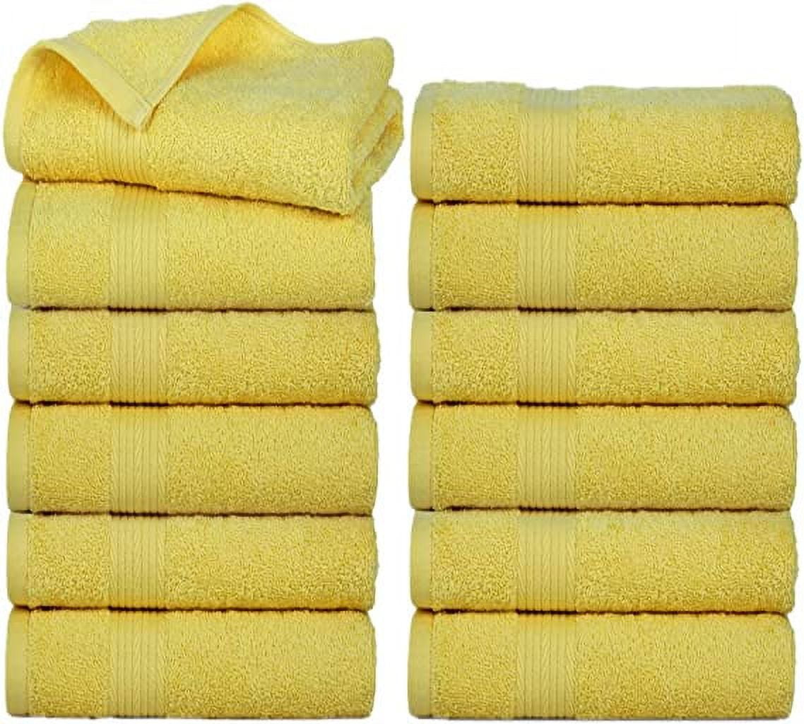 Luxurious Cotton 600GSM Hand Towels 18x28 inch by Ample Decor - 12 Pcs - Yellow