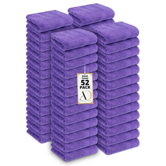 Ample Decor Hand Towel 18 x 28 inch Pack of 52 600 GSM 100% Cotton, Soft & Lightweight, Quick Drying - Purple