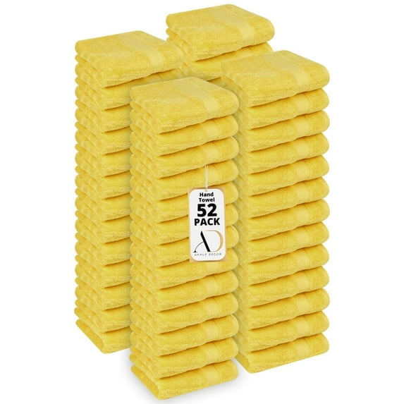 Ample Decor Hand Towel 18 x 28 inch Pack of 52 600 GSM 100% Cotton, Soft & Lightweight, Quick Drying - Yellow