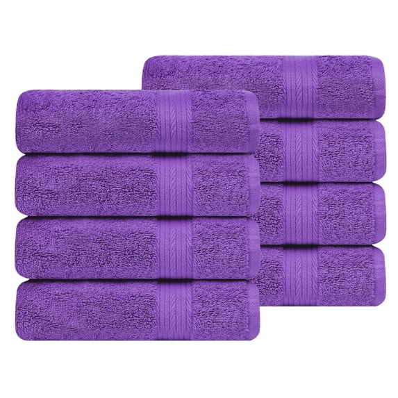 Ample Decor Hand Towels 100% Cotton for Bathroom 18X28inch -8pcs Purple