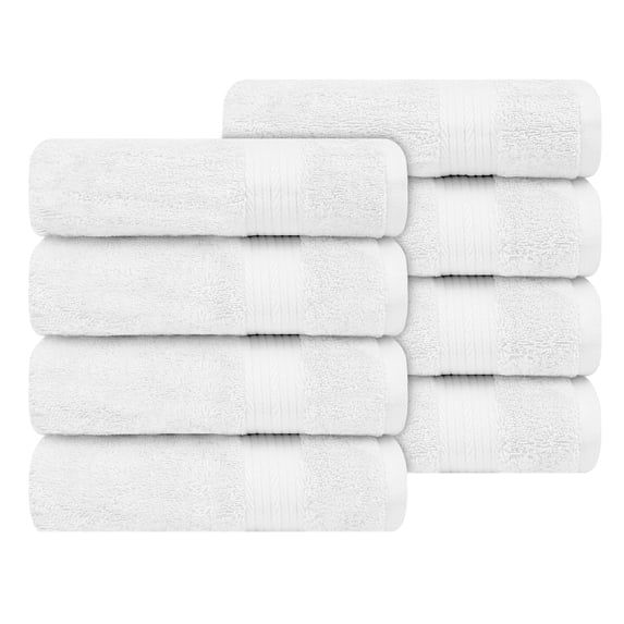 Ample Decor Hand Towels 100% Cotton for Bathroom 18X28inch -8pcs White