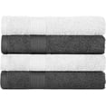 thumbnail image 1 of Ample Decor Hand Towels Set of 4 600 GSM 100% Cotton, Soft & Lightweight, Quick Drying - Grey & White, 1 of 5