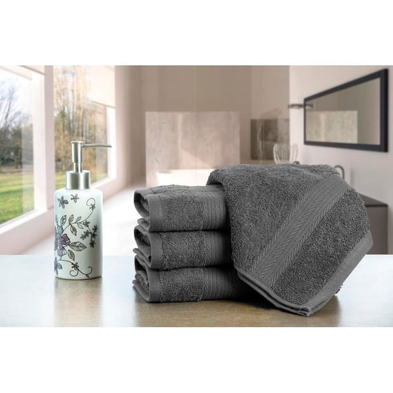 Ample Decor Hand Towels for Bathroom Cotton 600 GSM 18X28 Inch by - 4 Pcs Grey