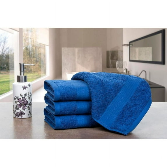 Ample Decor Hand Towels for Bathroom Cotton 600 GSM 18X28 Inch by - 4 Pcs Navy
