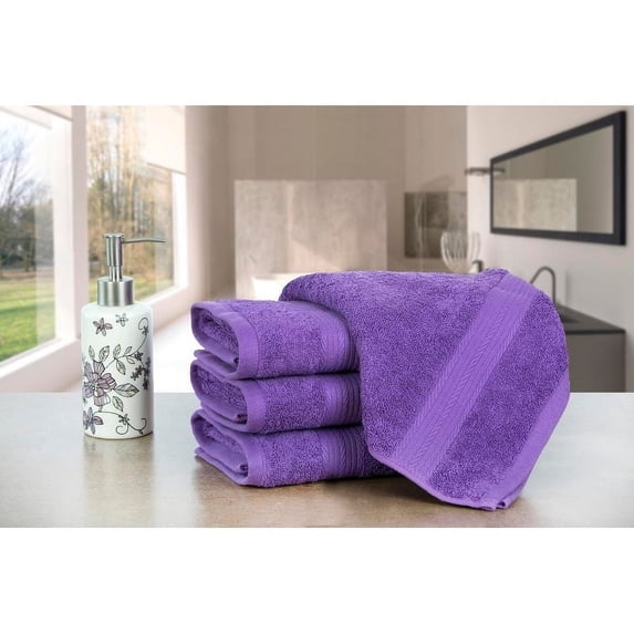 Ample Decor Hand Towels for Bathroom Cotton 600 GSM 18X28 Inch by - 4 Pcs Purple