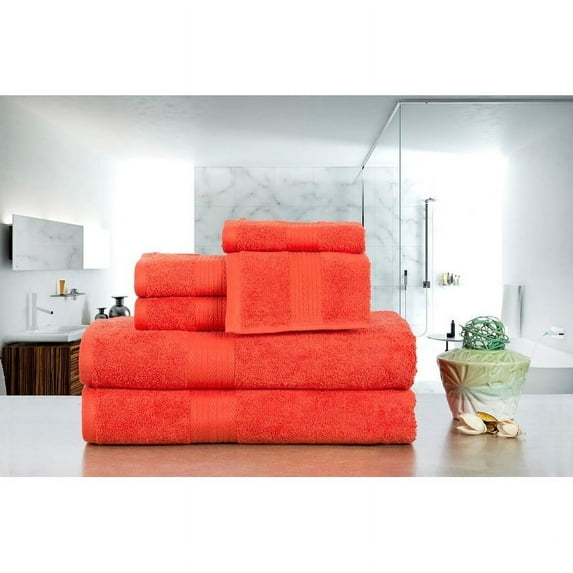 Ample Decor Luxurious Cotton 600 GSM Bathroom Towel Set of 6 by Orange 2Bath 2 Hand 2Wash