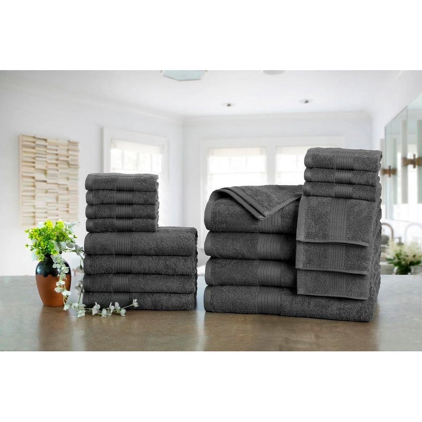 Ample Decor Luxurious Cotton 600 GSM Bathroom Towel Sets by - Set of 18 ...
