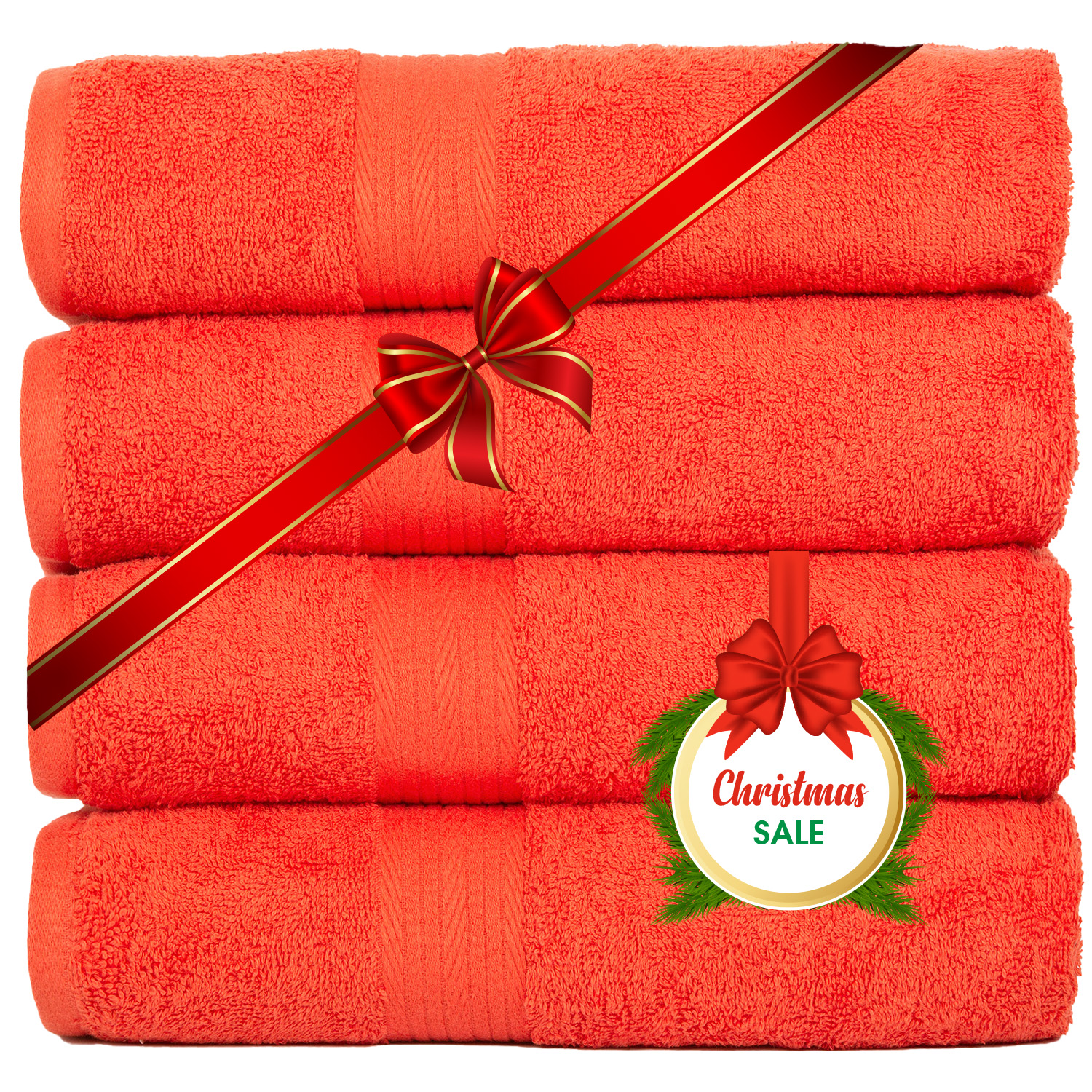 Ample Decor Set of 4 Bath Towels 30 x 54 inch 100 Cotton 600 GSM