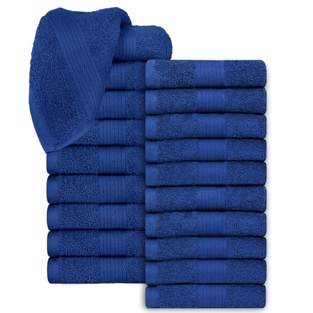 Ample Decor Washcloths 12 x 12 inch 20 Piece 600 GSM 100% Cotton, Lightweight, Quick Drying, Machine Washable Fingertip Towels for Bathroom, Gym, Kitchen - Navy