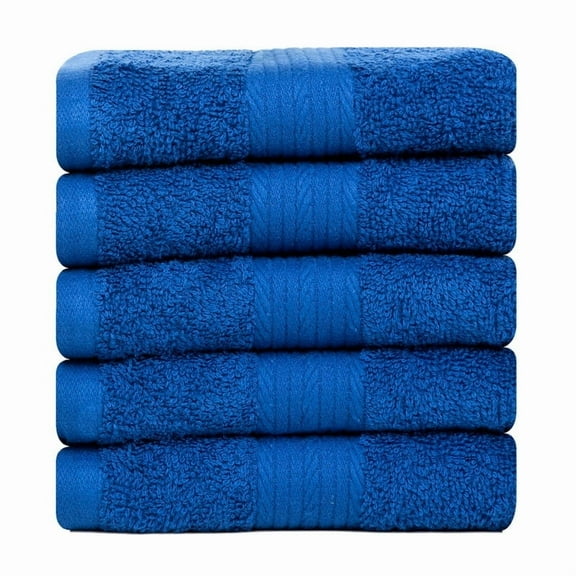 Ample Decor Washcloths 12 x 12 inch 5 Piece 600 GSM 100% Cotton, Lightweight, Quick Drying, Machine Washable Fingertip Towels for Bathroom, Gym, Kitchen - Navy