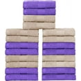 thumbnail image 1 of Ample Decor Washcloths 12 x 12 inch 20 Piece 600 GSM 100% Cotton, Lightweight, Quick Drying, Fingertip Towels for Bathroom, Gym, Kitchen - Beige & Purple, 1 of 5