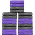 thumbnail image 1 of Ample Decor Washcloths 12 x 12 inch 20 Piece 600 GSM 100% Cotton, Lightweight, Quick Drying Fingertip Towels for Bathroom, Gym, Kitchen - Grey & Purple, 1 of 5