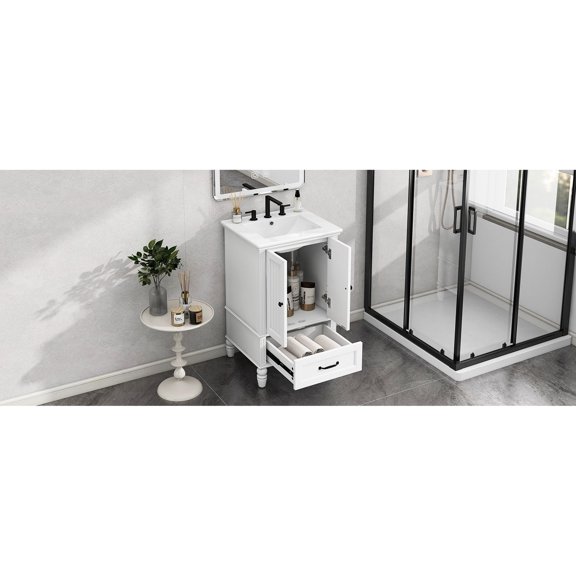 Ample Storage Space in Bathroom - 20" Vanity with Doors and Drawer to Keep Items Dust - free