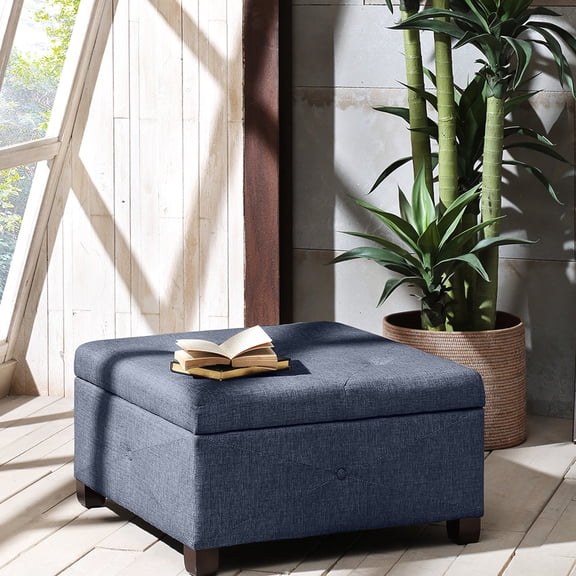 Ample interior storage, blue polyester fabric - Keeps items organized at home