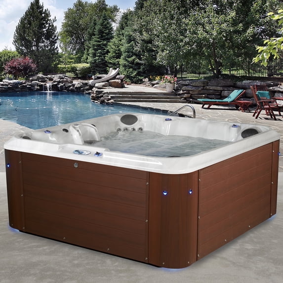 Amplified 100-Jets 7-Person Lounger Spa w/Bluetooth Stereo and 3 Pumps by Aqualife by Strong Spas