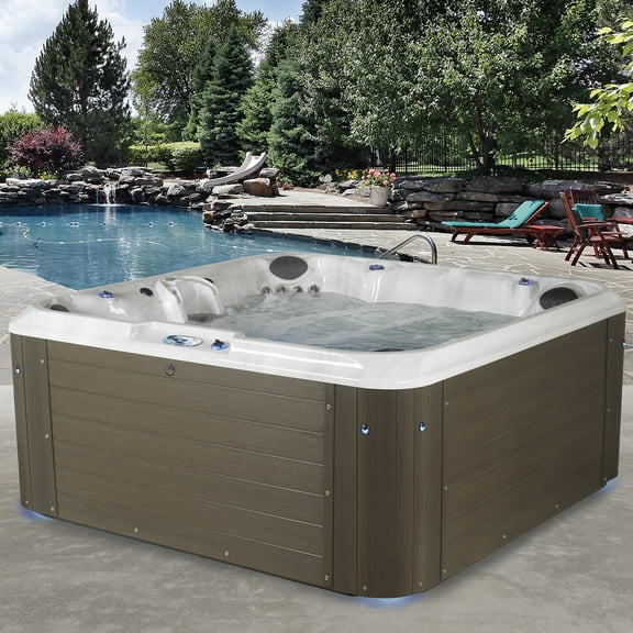 Amplified 100-Jets 7-Person Lounger Spa w/Bluetooth Stereo and 3 Pumps by Aqualife by Strong Spas