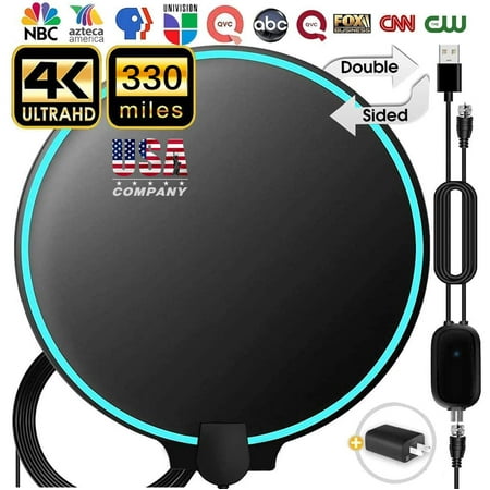 Amplified HD Digital TV Antenna Long 330 Miles Range,18ft Coax Cable Support 4K 1080p Indoor TV Digital HD Antenna Television Switch Amplifier Signal Booster