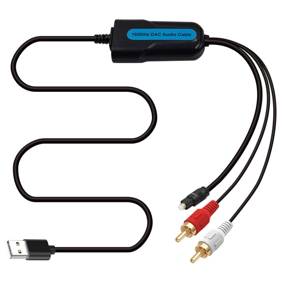 Amplifier Input Bridge for Optical Sources, USB Powered Converter Cable with Stereo Analog Output, Toslink Sound Adapter, Home Playback Equipment