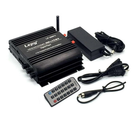 Amplifier LP-269 with US plug 4 Channel Car Amplifier Bluetooth HiFi FM Stereo Amp 4x45W RMS Digital Audio Stereo Amplifier w/Remote Control