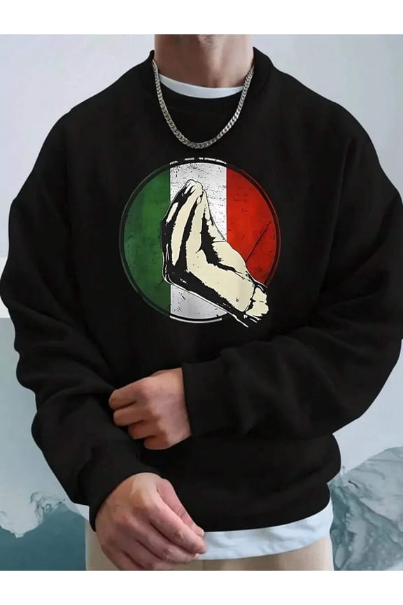 We Should Amplify The Pattern Fashion Street Hip-Hop Pattern , Front-Printed Crew Neck Sweatshirt, Men'S Regular-Fit Sweatshirt, Suitable For Autumn/Winter Style Top