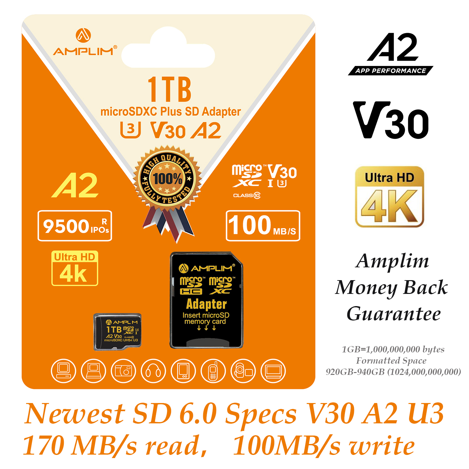 1TB Micro SD Card 1TB Memory Card with SD Card Adapter High Speed Class