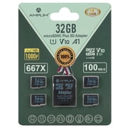 Amplim 32GB MicroSD Card, 4 Pack Micro SD Memory Plus Adapter, Extreme High Speed MicroSDHC Class 10 UHS-I U1 V10 TF, GoPro Hero, Raspberry Pi, Phone Galaxy, Camera Cam, Tablet, PC