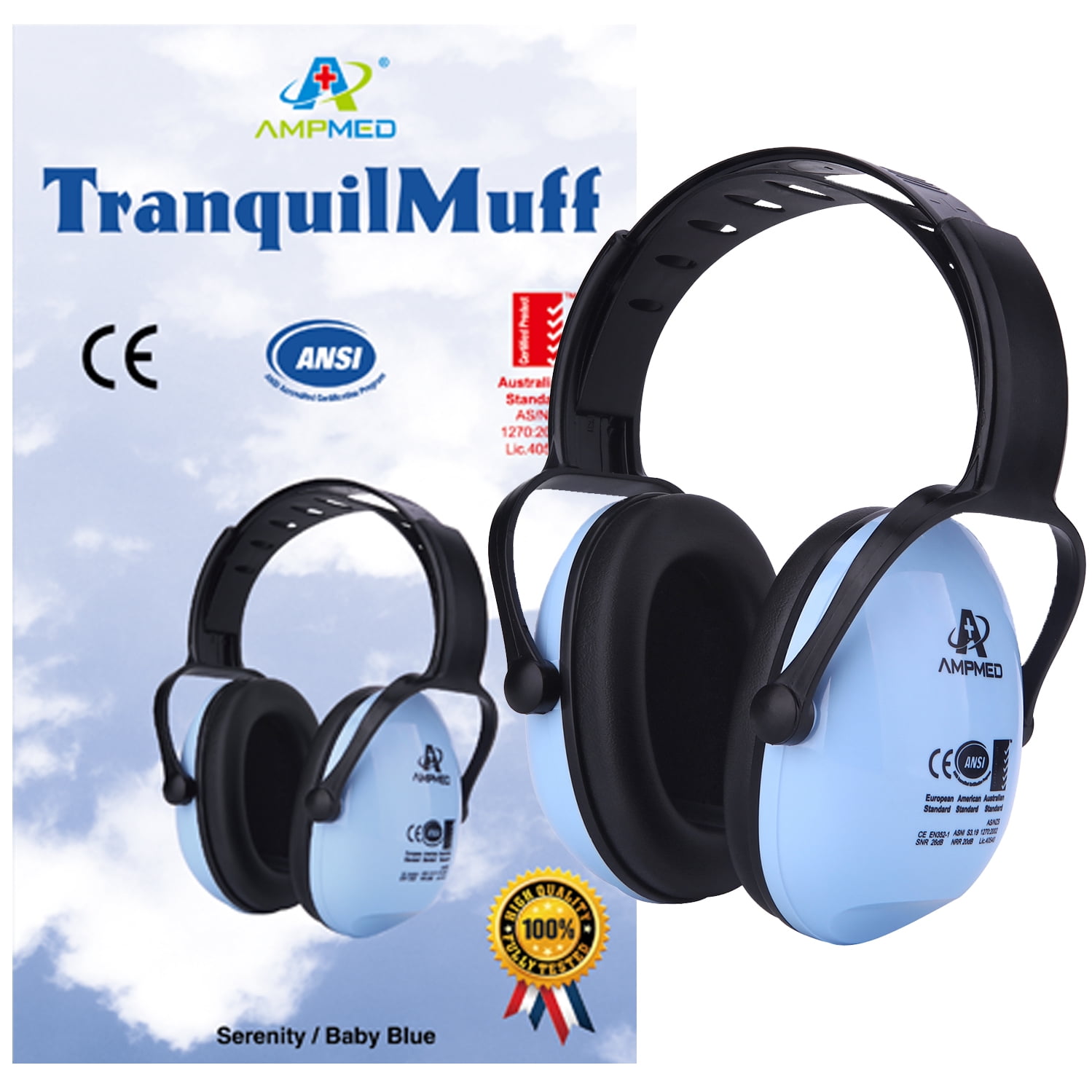 Amplim Hearing Protection Earmuff for Toddlers Kids Teens Young Adults
