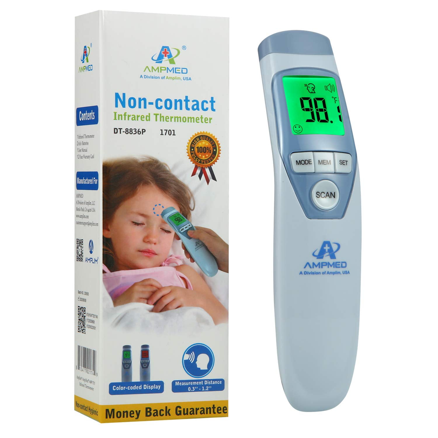 Amplim Hospital Medical Grade Non Clinical Forehead Thermometer