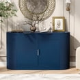 thumbnail image 1 of Amposei Modern Fluted Curved Sideboard Cabinet 55’’ Wooden Oval Credenza Buffet Console Storage Cabinet with Drawers for Living Room Entryway Dining Hallway, Navy Blue, 1 of 7