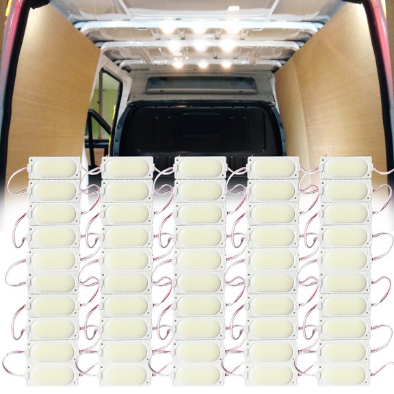 Ampper 12V 50 Pcs COB Interior Van Lights, LED Ceiling Lights for Van RV Boats Caravans Trailers and More (50 Pcs, White)