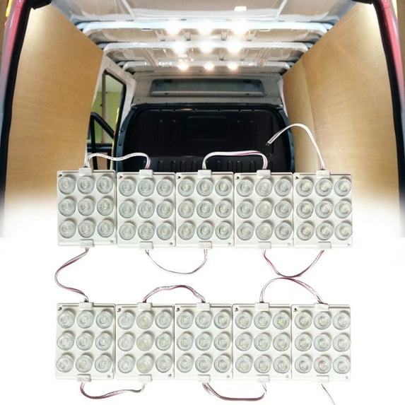 Ampper 12V 90 LEDs Interior Van LED Light, LED Ceiling Lights for Van RV Boats Caravans Trailers VW LWB and More (10 Pcs, 90 LEDs, White)