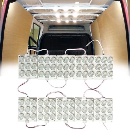 Ampper 12V 90 LEDs Interior Van LED Light, LED Ceiling Lights for Van RV Boats Caravans Trailers and More (10 Pcs, 90 LEDs, White)