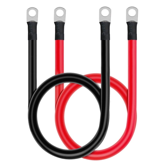 Ampper 8 AWG Battery Cable Set, 20 Inch Copper Power Inverter Cables with Terminals for Car, Vehicle, RV, Solar Application and More (1/4" Ring, 1 Set)