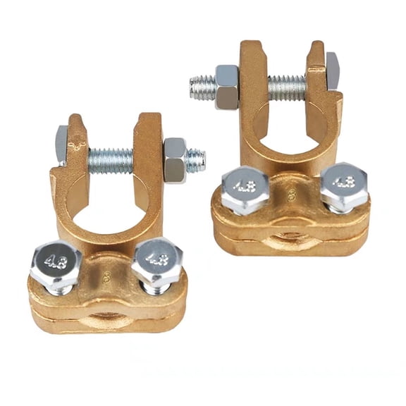 Ampper Brass Battery Terminals Connectors Clamps, Top Post Battery Terminal Protector Set for Marine Car Boat RV Vehicles (1 Pair)