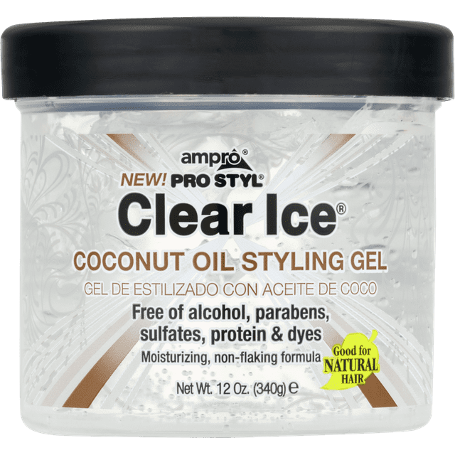 Ampro Clear Ice Coconut Oil Styling Gel, 12 oz., Moisturizing, Unisex