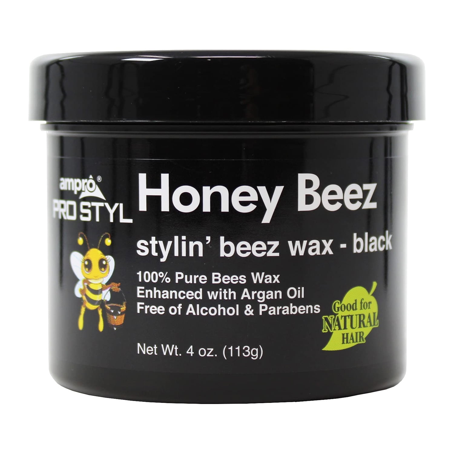 Ampro Honey Beez Stylin Beez Wax black, 4 Oz., Pack of 6
