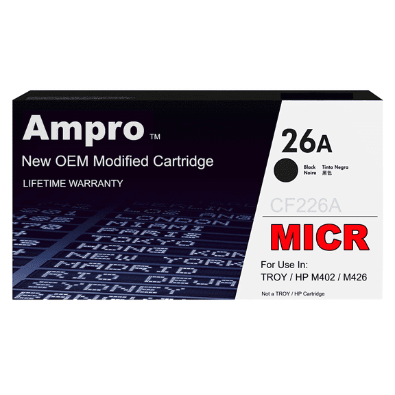 Ampro NEW Modified OEM MICR Cartridge Compatible 02-81575-500 M402 /  M426 Printers Also HP CF226A / M402 / M426 Printers. (Prints 3100 pgs.)