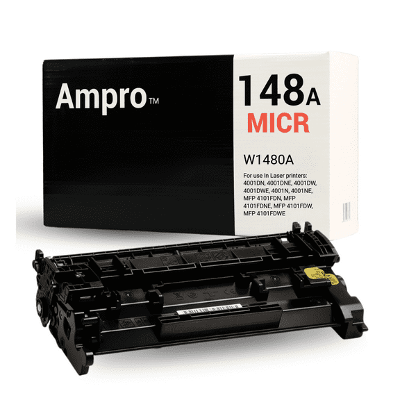 Ampro New 148A MICR Toner Cartridge, W1480A MICR Toner Cartridge for Check Printing with Laser Printers 4001dwe, 4001dw, MFP 4101 fdwe, 4101fdw. (Prints 3000 Pages)