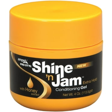 Ampro Shine N Jam Extra Hold Conditioning Styling & Braiding Gel, 4oz., Textured Hair, Moisturizing