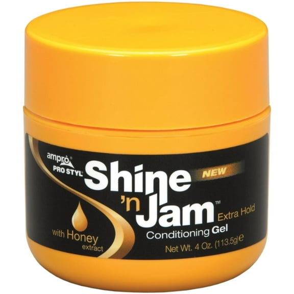 Ampro Shine N Jam Extra Hold Conditioning Styling & Braiding Gel, 4oz., Textured Hair, Moisturizing