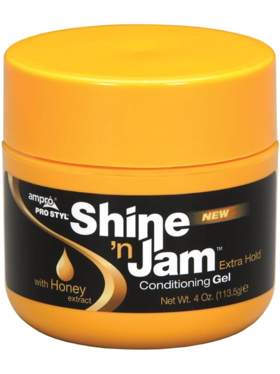 Ampro Shine N Jam Extra Hold Conditioning Styling & Braiding Gel, 4oz., Textured Hair, Moisturizing