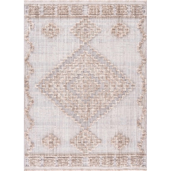 BoutiqueRugs Ampusungan High Low Area Rug - Charcoal, Cream, Peach - 9'2" x 12'