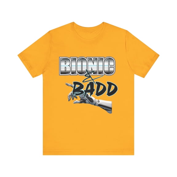 Amputee Humor TShirt “Bionic n Badd V2” Crew Neck