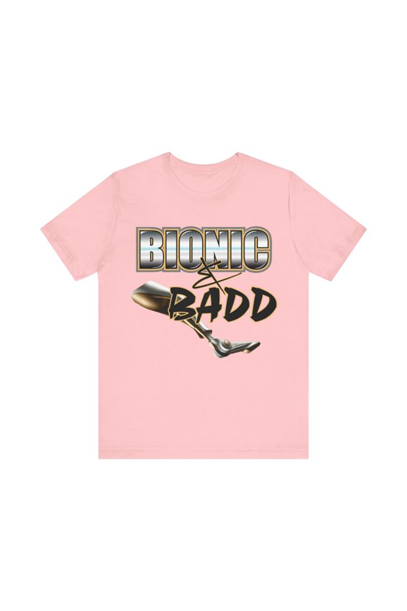 Amputee Humor TShirt “Bionic n Badd V3” Crew Neck