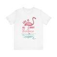 thumbnail image 1 of Amputee Humor TShirt “Flamingo Lifes About Balance V1 ” Crew Neck, 1 of 7