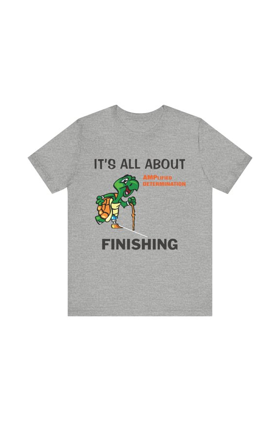 Amputee Humor TShirt “Turtle Finish Line V1” Crew Neck Funny Shirt