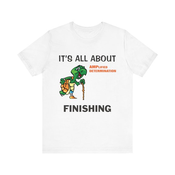 Amputee Humor TShirt “Turtle Finish Line V1” Crew Neck Funny Shirt